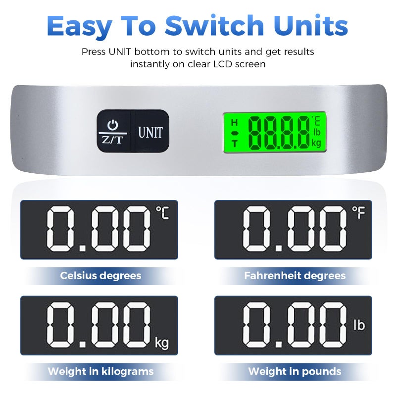 WGGE Digital Luggage Scale, WGGE Travel Luggage Weight Scale, Max 110lbs/50kg Baggage Scale with Backlit LCD Display - Image 4